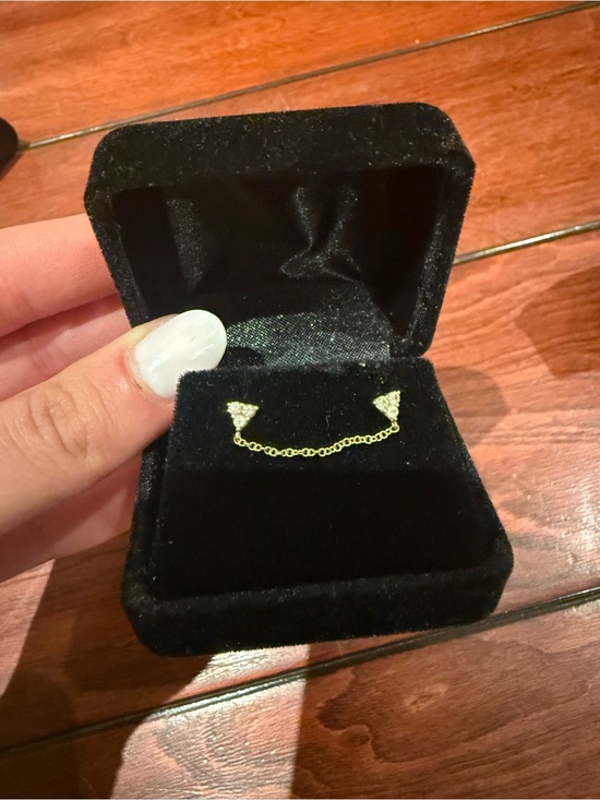 14 karats beverly hills Jewelry - 14 karat Gold and diamond Triangle Chain Earring Connector - Women Jewelry